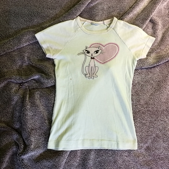 FREE Girls Size L Pink Cat T Shirt Top - Picture 1 of 5